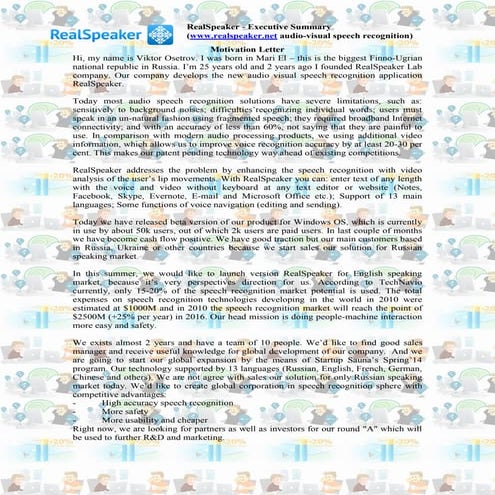 Motivation letter real speaker