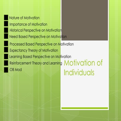 Motivation of individuals
