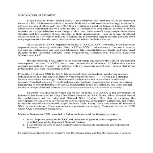 Motivation statement