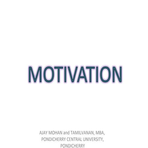 Introduction to Motivation Theories