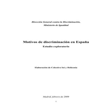Motivos de discriminacion en españa. estudio exploratorio
