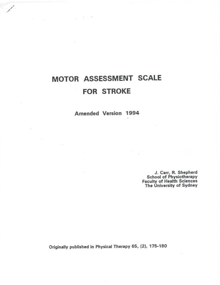 Motor assessment scale testing form