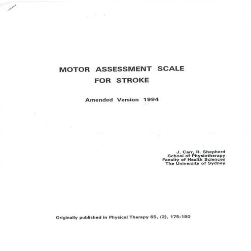 Motor assessment scale testing form | PDF