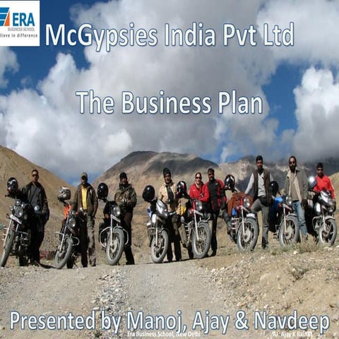 Business Proposal ppt on a Motor Cycle based Adventure Company