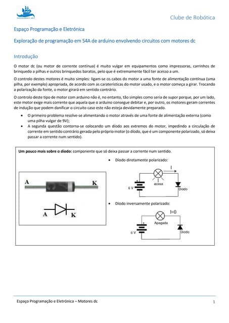 Estudo orientado de circuitos com motor dc programados em S4A