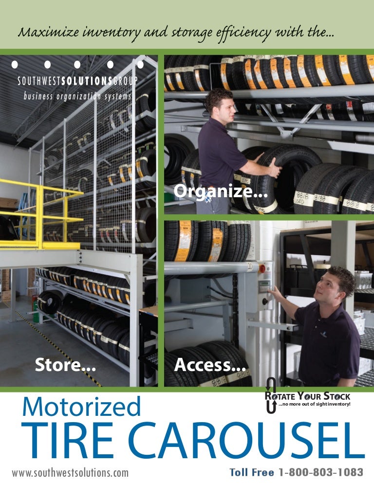 Motorized Tire Carousel for Automotive Parts Storage