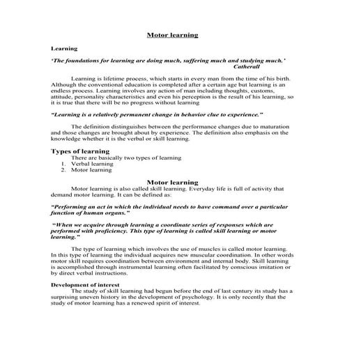 Motor learning 