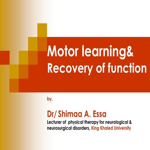 Motor learning & recovery of function