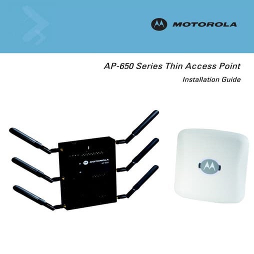 Motorola ap650 access point installation guide (part no. 72 e 131207-01 rev. d )