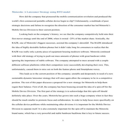 MS&E274 - Motorola BTO