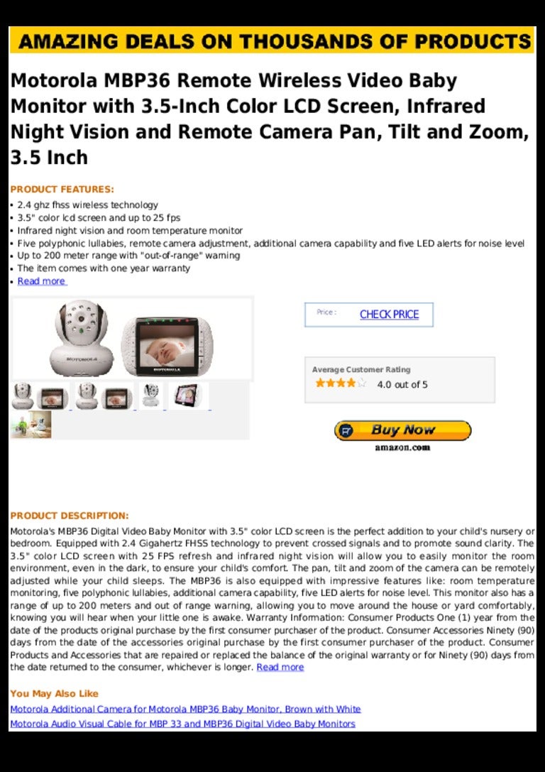 motorola mbp36 remote wireless video baby monitor