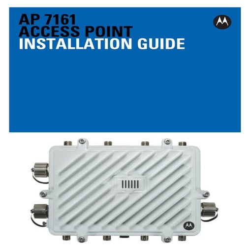 Motorola solutions ap7161 access point installation guide (part no. 72 e 1510...