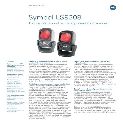 Motorola symbol ls9208i   barcode scanner - www.trridevlabelss.com
