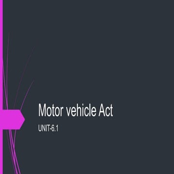 Motor vehicle act, road safety , garage