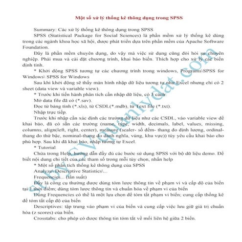 Một số ứng dụng thống kê trong SPSS