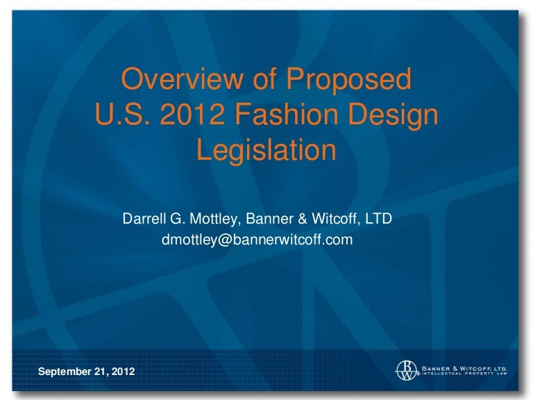 Us Fashion Design Law 2012 Update