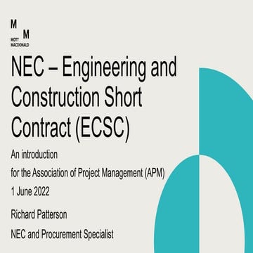 NEC Engineering and Construction Short Contract (ECSC) webinar