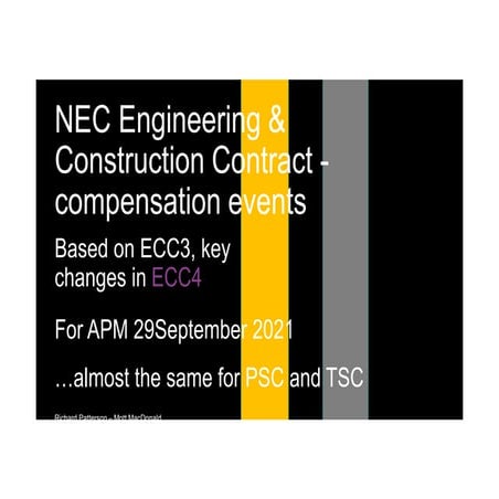 NEC Engineering and Construction Contract (ECC) -  compensation events webinar
