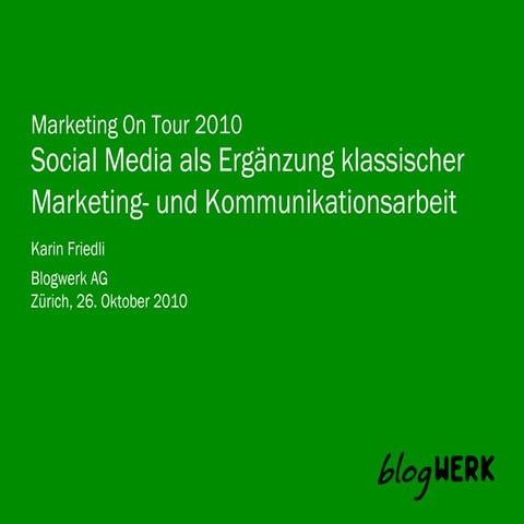 Social Media als Ergänzung klassischer Marketing- und Kommunikationsarbeit