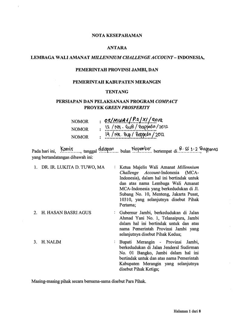 Contoh MoU dan Penegasan Batas Desa Kab