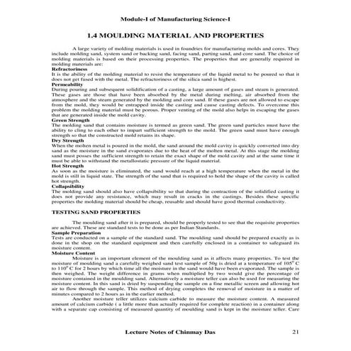 Moulding sand-properties lectures