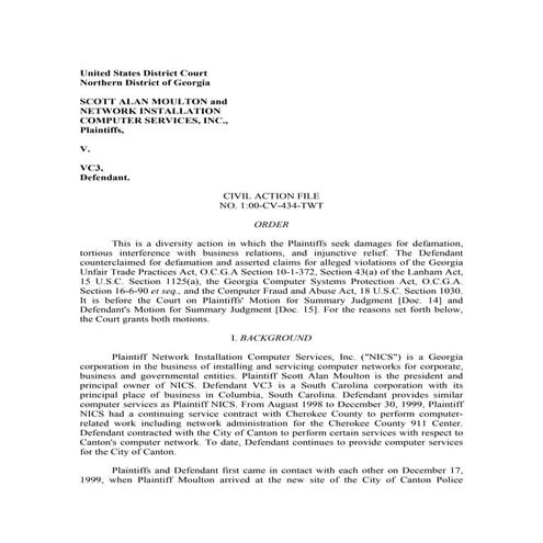 Scott Moulton scanning case  RE: U.S.D.C. Georgia   NMAP