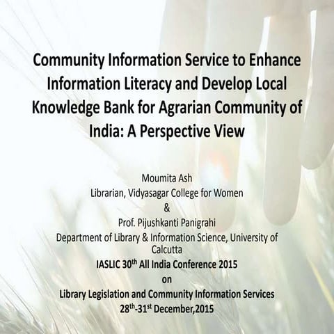 Community Information Service to Enhance Information Literacy and Develop Loc...