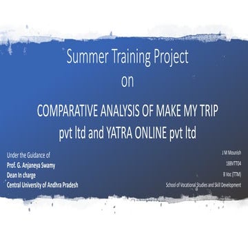 Comparative Analysis between Make My Trip and Yatra Online