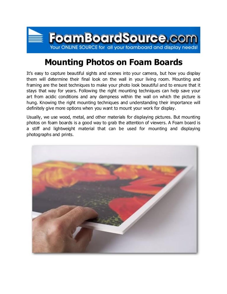 Mounting photos on foam boards