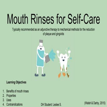 Mouth rinses for self-care seminar 
