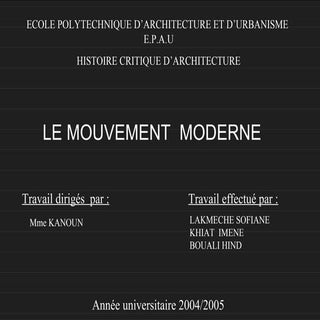 Exposée sur le Mouvement moderne en...