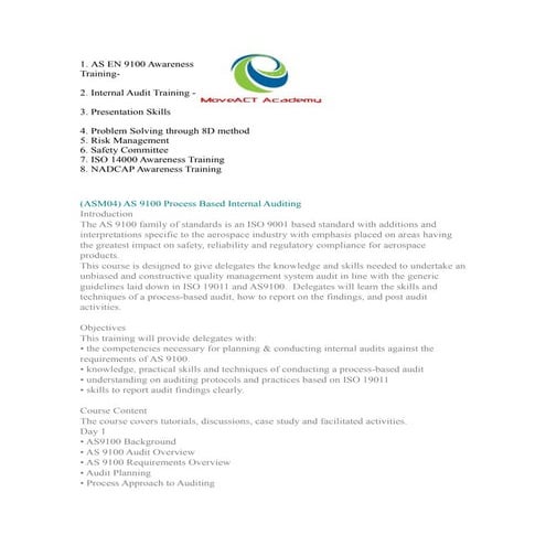 M ove act training list 2