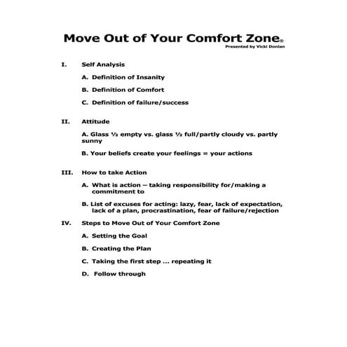 Move out of your comfort zone worksheets | PDF