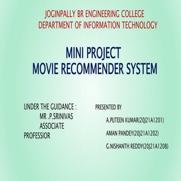 powerpoint presentation on movie recommender system.