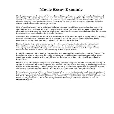 Movie Essay Example. Louisiana State University | PDF