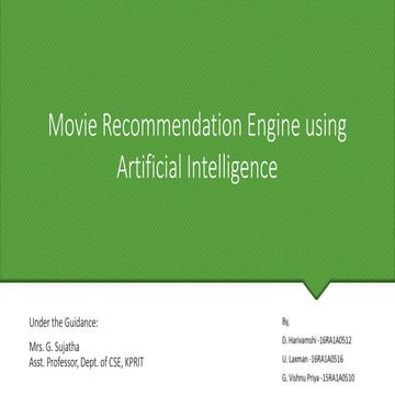 Movie recommendation Engine using Artificial Intelligence