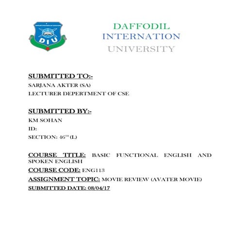 Assignment of Movie Review(Avatar)