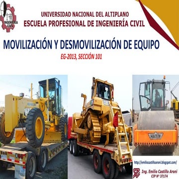 MOVILIZACIÓN Y DESMOVILIZACIÓN DE EQUIPO MECÁNICO