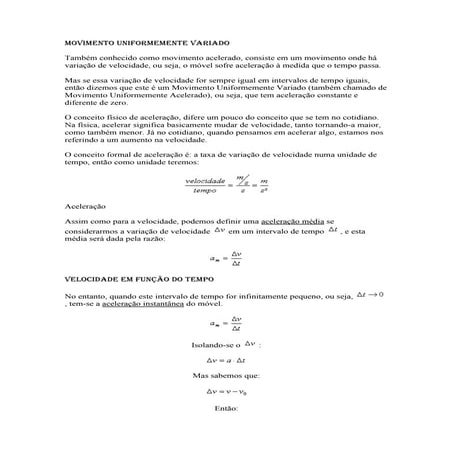 MOVIMENTO UNIFORME E MOVIMENTO UNIFORMEMENTE VARIADO | PPT