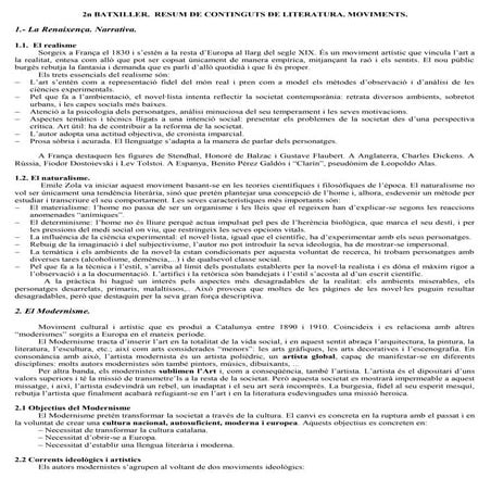 LITERATURA CATALANA.  Moviments literaris XIX i XX