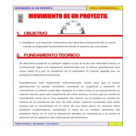 MOVIMIENTO DE UN PROYECTIL