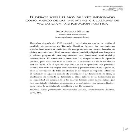 El debate sobre el movimiento indignado y las iniciativas ciudadanos de parti...