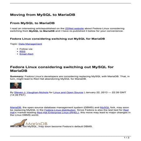 Moving from MySQL to MariaDB | PDF