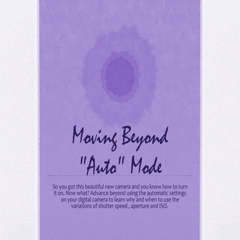 Photography-Moving beyond  auto  mode 