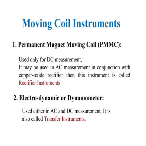 Moving Coil Instruments - Basic Electrical Engineering