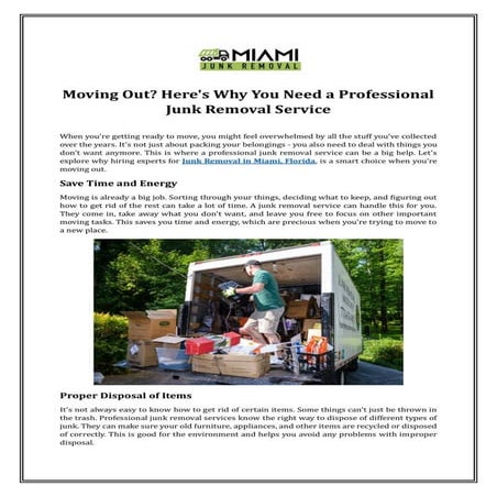 Moving Out? Here's Why You Need a Professional Junk Removal Service | PDF