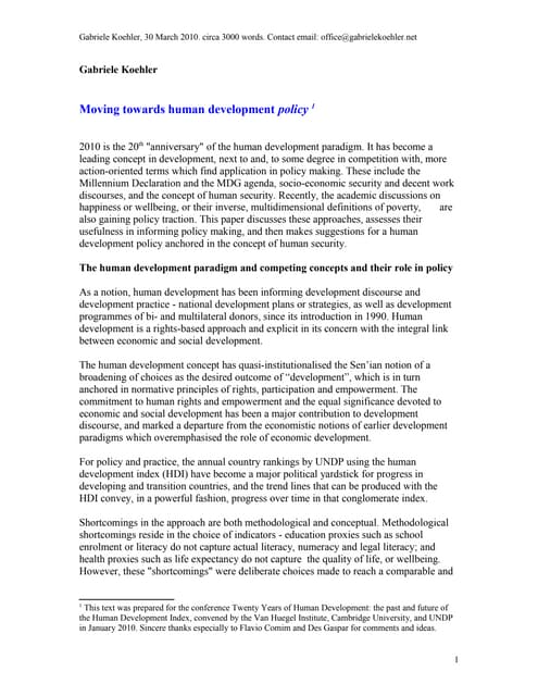 Moving towards human development