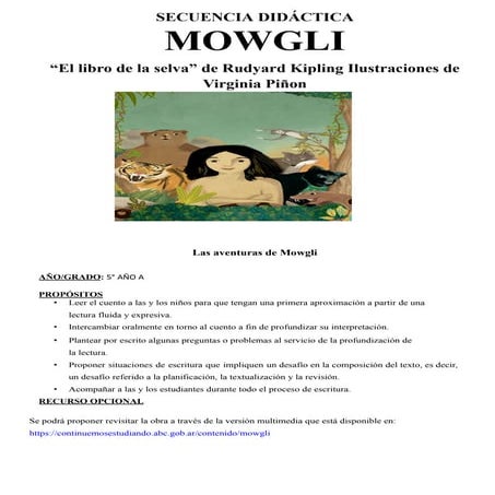 MOWGLI  SECUENCIA PDL PARA 5TO AÑO PRIMAR