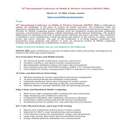 Call for Papers - 13th International Conference on Wireless and Mobile ...