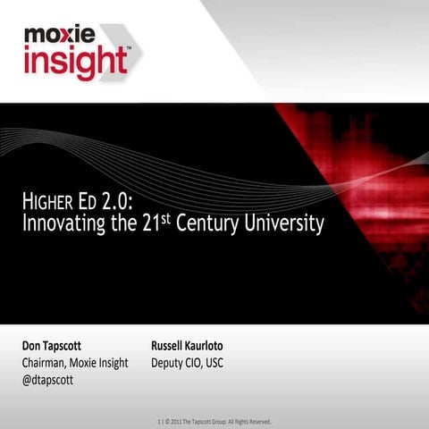 Higher Ed 2.0: Don Tapscott & USC